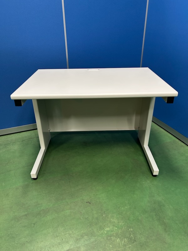 プラス　W1000　ホワイト　平机　※センター引出しなし