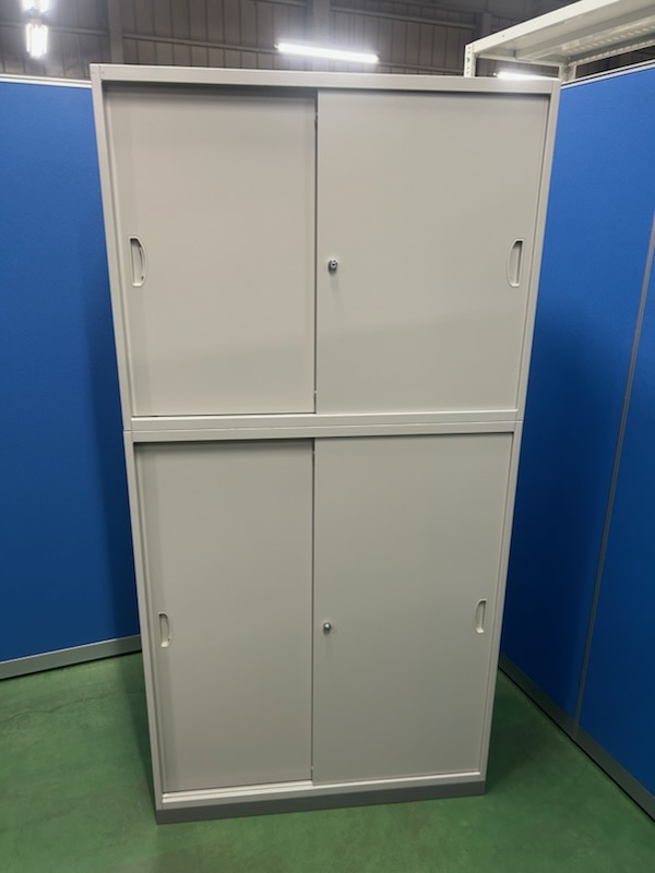 ナイキ　NWシリーズ　ウォームホワイト　引き戸書庫　W899×D400×H1800　上下セット［444］