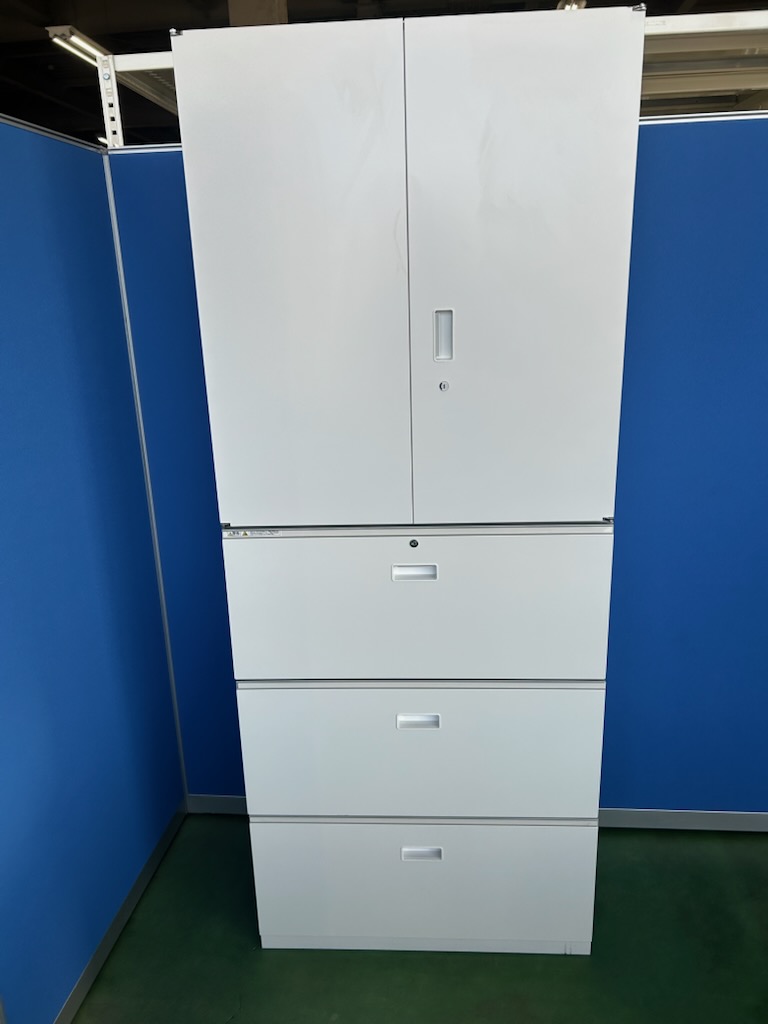 イトーキ　シンラインキャビネット　ホワイト　W800×D450×H2136　オフィスキャビネット　上下セット［498］