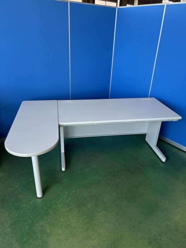 ナイキ　W1850(1400+450)　平机　ホワイト　サイドテーブル付