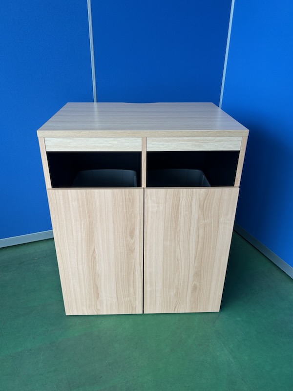 ゴミ箱収納用カウンター　ゴミ箱付　ナチュラル