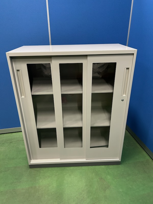 ウチダ　ハイパーストレージ　ペールグレイ　オフィスキャビネット　引き違い書庫